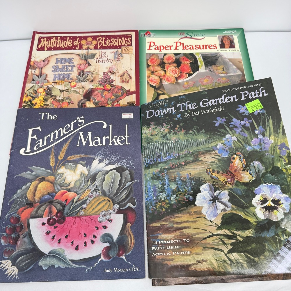 Pattern Crafting Catalog Books Lot of 4 Floral Folk Art Decorative Painting VTG
